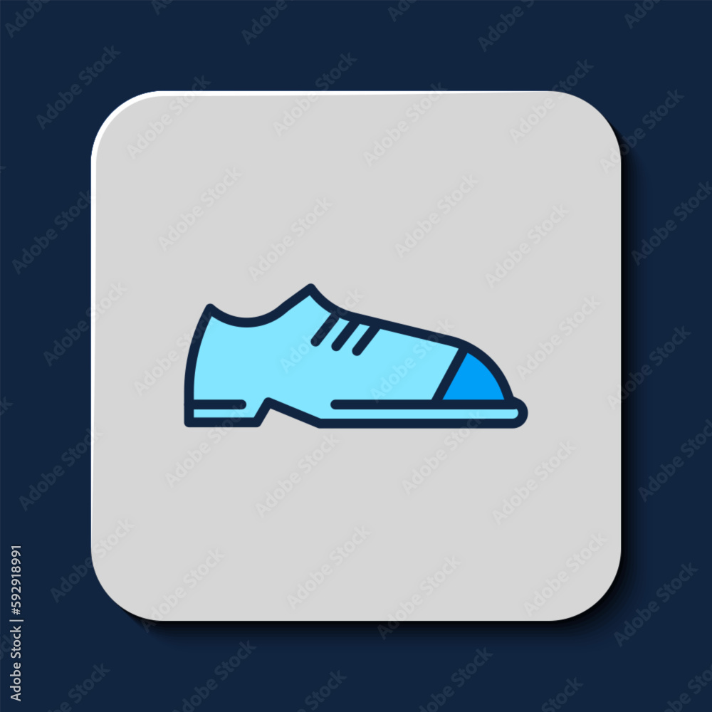 Filled outline Men shoes icon isolated on blue background. Vector Filled outline Men shoes icon isolated on blue background. Vector