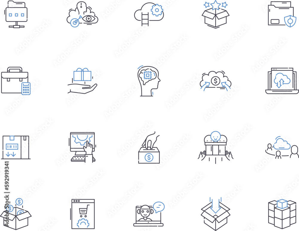 Storage outline icons collection. Storage, Space, Container, Rack