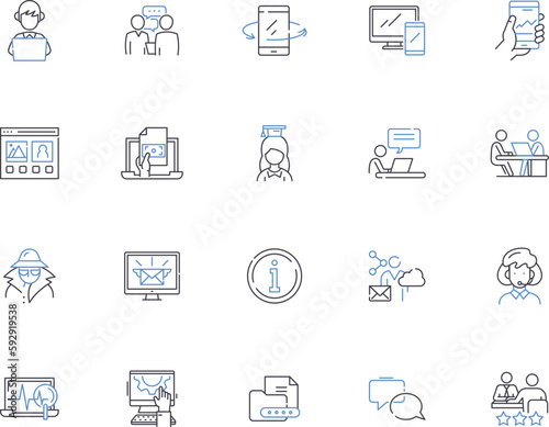 Account outline icons collection. Account, Finance, Bank, Balance, Debits, Credits, Reconciliation vector and illustration concept set. Reporting, Statements, Online linear signs