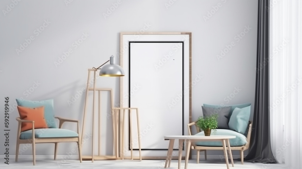 Fototapeta premium Mockup poster frame in modern interior background