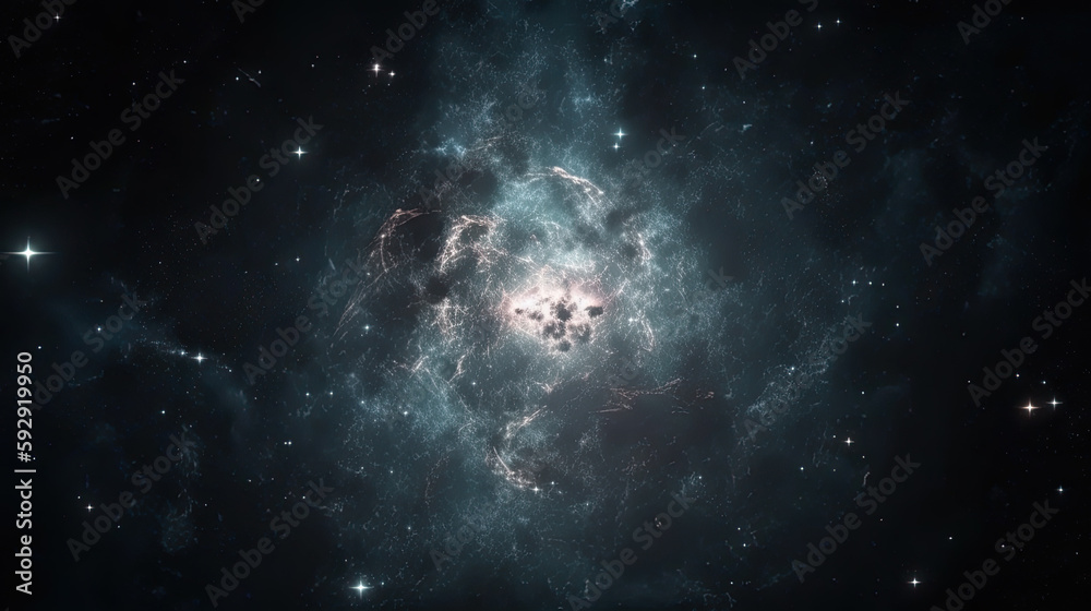 Fototapeta premium Abstract colorful universe background, cosmic gas and stars, created using ai tool