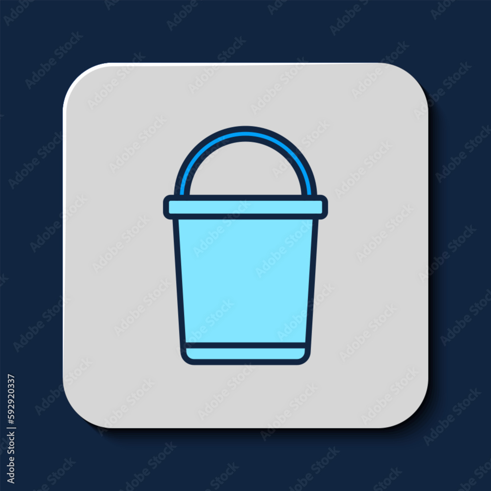 Filled outline Bucket icon isolated on blue background. Vector Filled outline Bucket icon isolated on blue background. Vector