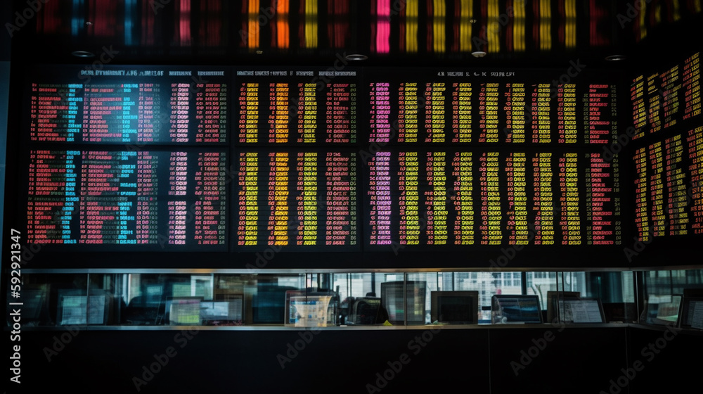 Display of Stock market quotes on display in stock exchange, stock exchange