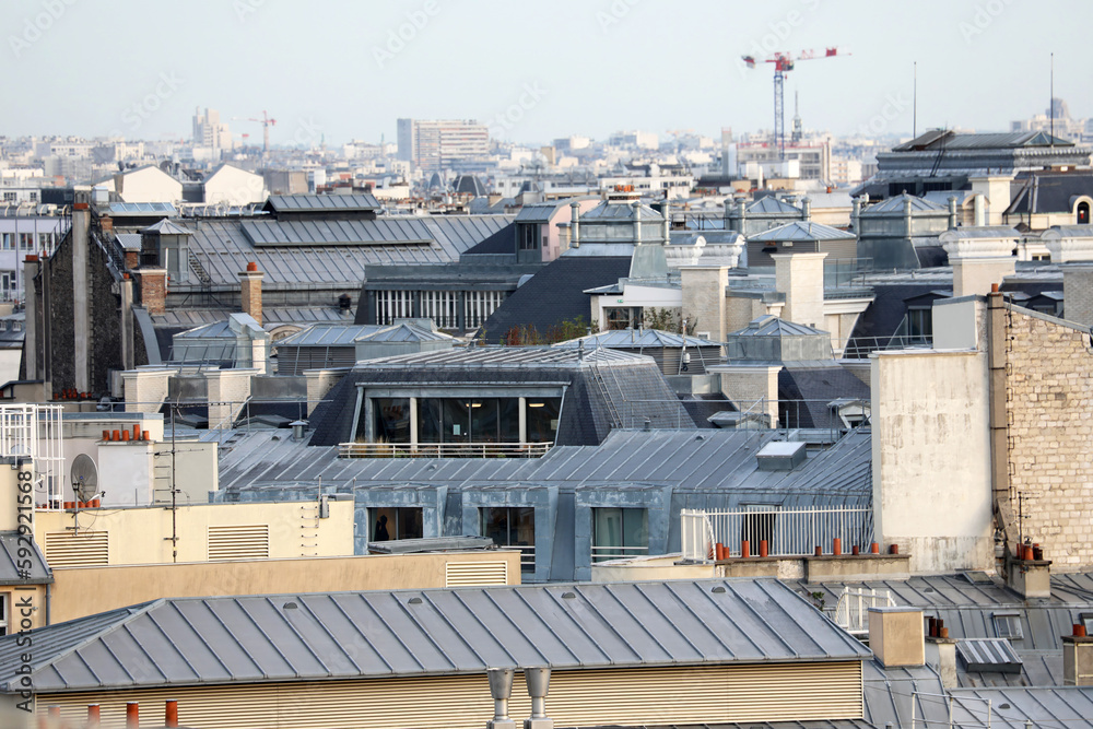 Aerial Paris Metallic Rooftop Maze