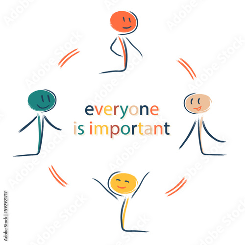 everyone is important and has equal rights, regardless of age, gender, nationality or status. equality, importance, justice, society, interaction