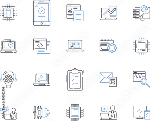 machine learning outline icons collection. machine, learning, AI, neural, networks, algorithm, data vector and illustration concept set. prediction,supervised,unsupervised linear signs