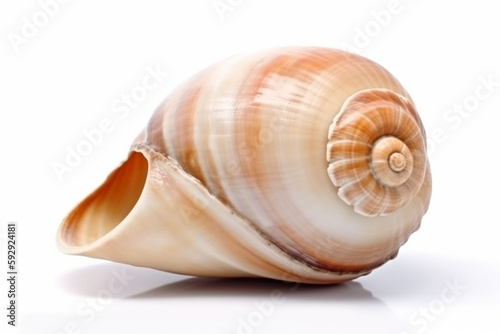 Round shell isolated on white background, dropping shadow on the ground