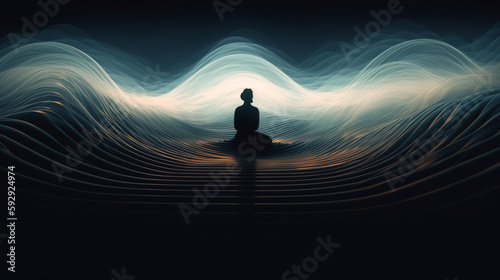 Psychic waves aura. Surreal minimalism Generative AI