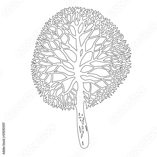 Black outline vector trees silhouette isolated on white background.. Vector design element for create textile, wallpaper, wall panel, poster, organic package, decorations