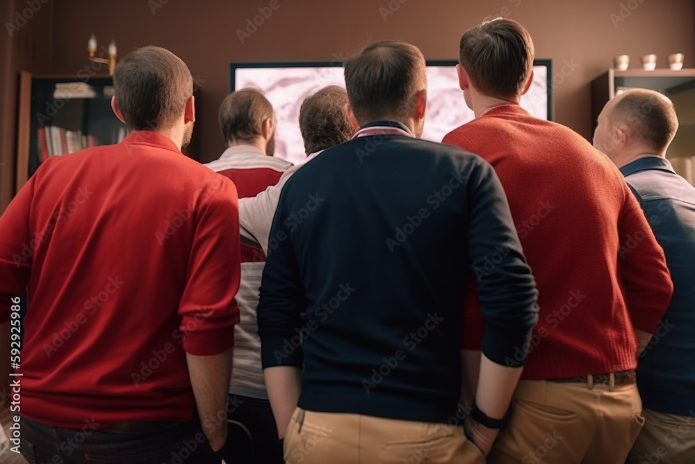 Group of friends watching TV. Generative AI Group of friends watching TV. Generative AI