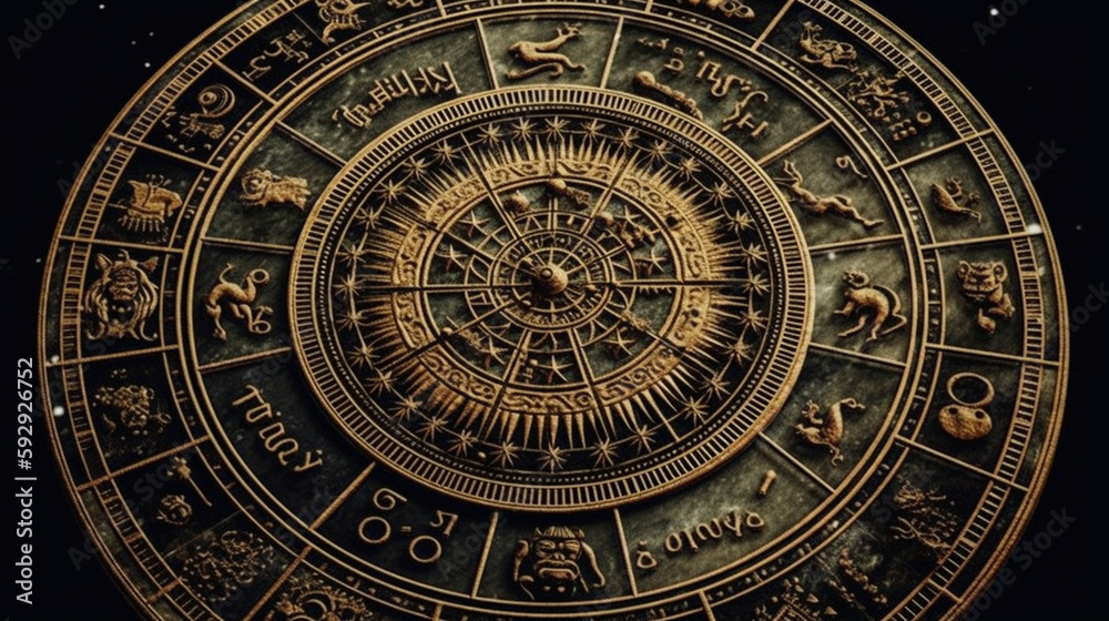 astrology, Astronomical clock close-up. Zodiac signs