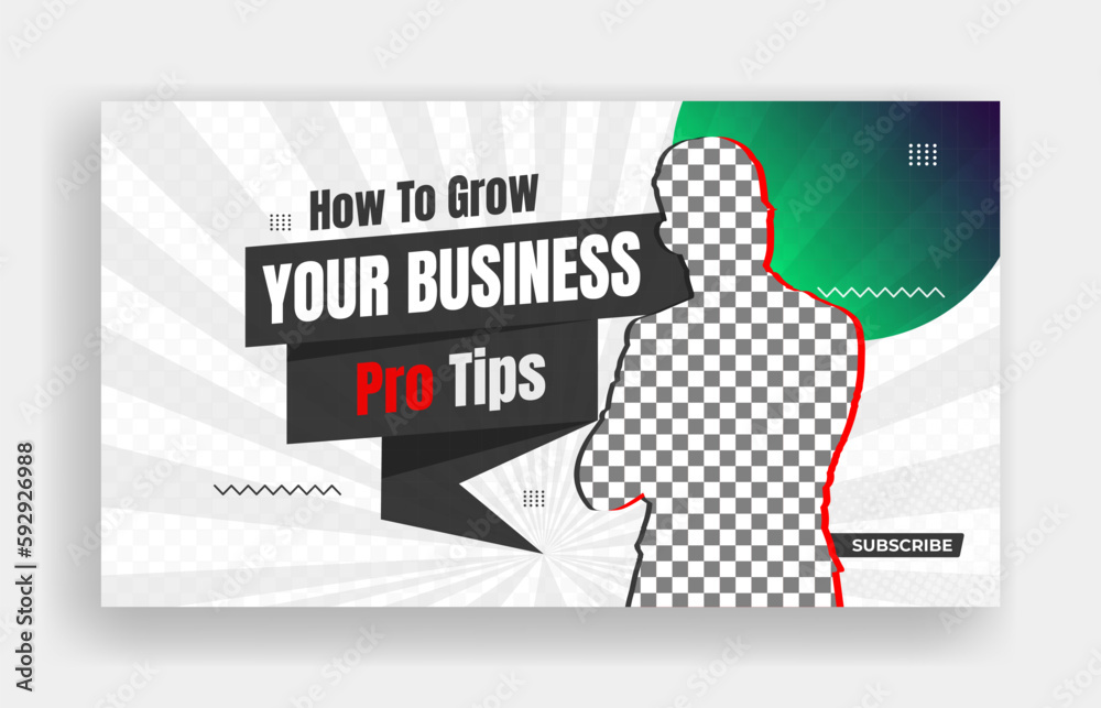 Youtube video thumbnail or web banner template for business video cover and business webinar video thumbnail design