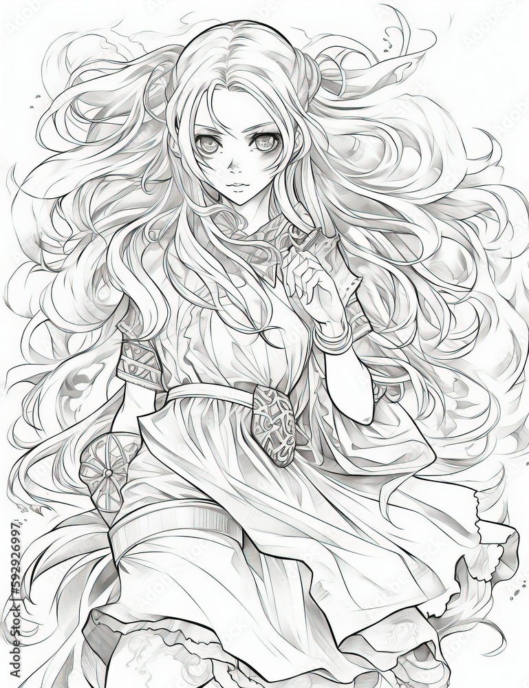 Japanese traditional cartoon character illustration, coloring image ...