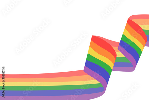 LGBT rainbow flag. Hand drawn Pride month symbol. Poster, banner template with copy space for text. PNG image isolated on transparent background