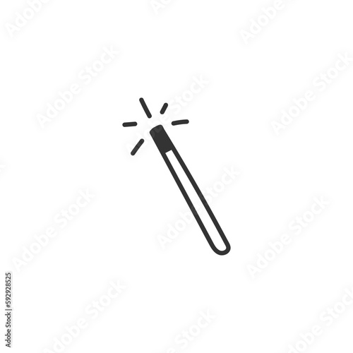 Hand drawn magic wand with stars flat sign design. Magic wand vector icon. Pictogram of magic wand symbol. Hand drawn icon. UX UI icon. Linear icon