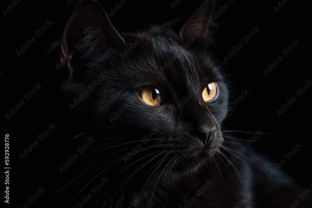 Black cat on black background portrait Black cat on black background portrait