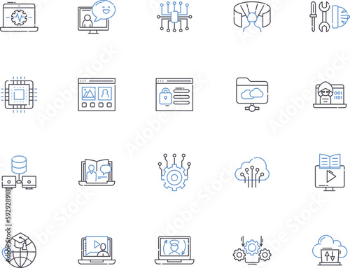Website outline icons collection. Website, Webpage, Site, Portal, Web, homepage, Page vector and illustration concept set. URL, Domain, Online linear signs