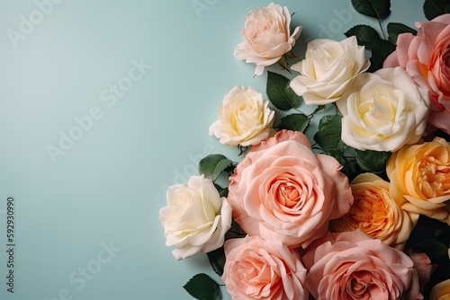 Bunch of roses on bokeh background for special celebration like valentine's day, women's day and mother's day etc.