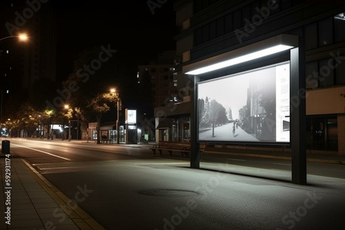 blank billboard on the street - Mockup - Created with generative ai