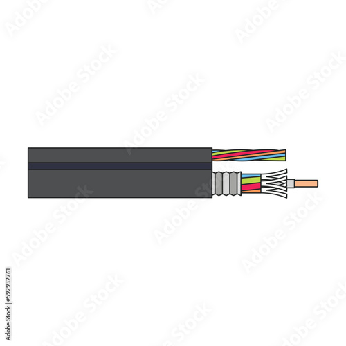 Fiber cable vector icon. Color vector icon isolated on white background fiber cable.