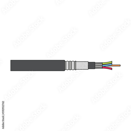 Fiber cable vector icon. Color vector icon isolated on white background fiber cable.