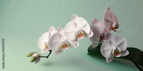 Orchids on Pastel Background with Copy Space for Text 