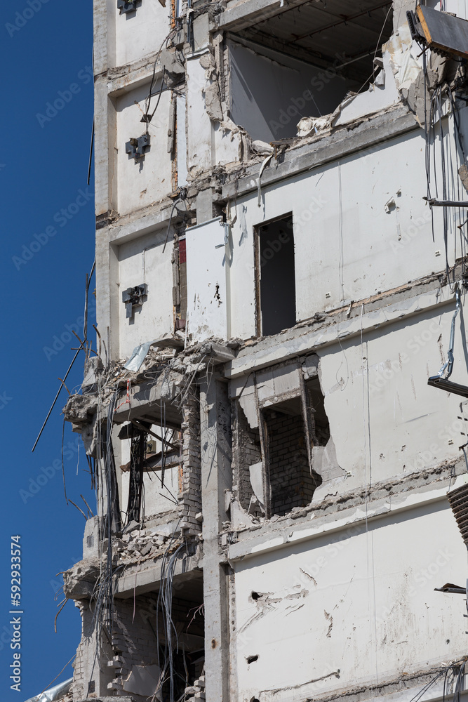 Fototapeta premium Demolished house before reconstruction