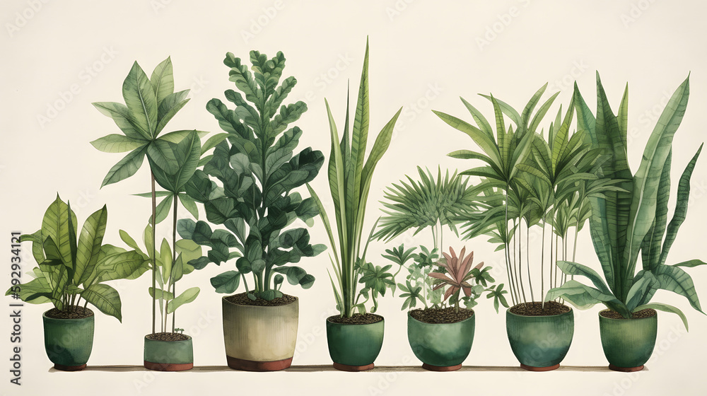 イラスト調の観葉植物 No.009 | Illustrative houseplants　Generative AI