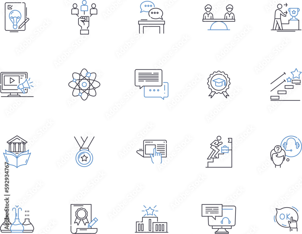 Education ceneter outline icons collection. Education, Center, Learning, Tutoring, Academy, Classes, Skills vector and illustration concept set. Training, Instructing, Instructors linear signs Education ceneter outline icons collection. Education, Center, Learning, Tutoring, Academy, Classes, Skills vector and illustration concept set. Training, Instructing, Instructors linear signs