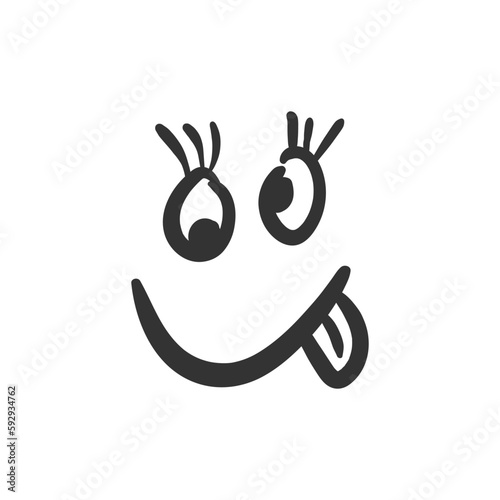 Hand drawn happy face vector icon. Smiling face flat sign design. Smiley linear symbol pictogram