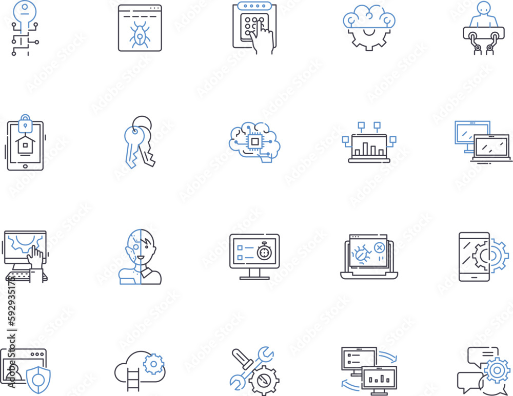 Server outline icons collection. Server, Hosting, Servers, Web-Server, Database, DNS, Virtual vector and illustration concept set. Rack, Cloud, Linux linear signs Server outline icons collection. Server, Hosting, Servers, Web-Server, Database, DNS, Virtual vector and illustration concept set. Rack, Cloud, Linux linear signs