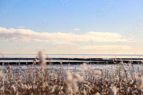 Snow Landscape on the island Sylt in Keitum, Germany