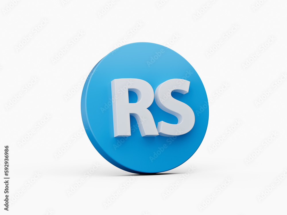 3d White Pakistani Rupee Rs Symbol With Rounded Blue Icon On White Background, 3d illustration 3d White Pakistani Rupee Rs Symbol With Rounded Blue Icon On White Background, 3d illustration
