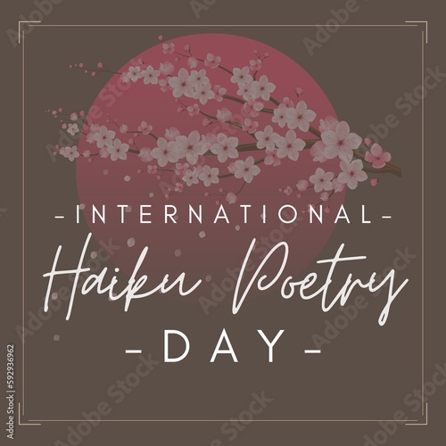 National Haiku Poetry Day. April 17. Holiday Concept. Inscription Haiku in Japanese Stock Vector