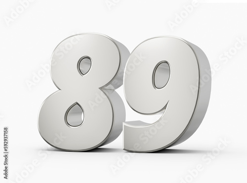 Numeral 89, eighty nine, isolated on white background, 3d illustration photo