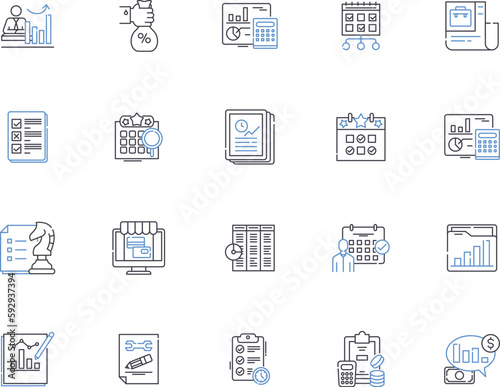 Calendar outline icons collection. Calendar, Agenda, Date, Time, Schedule, Planner, Appointment vector and illustration concept set. Month, Year, Week linear signs