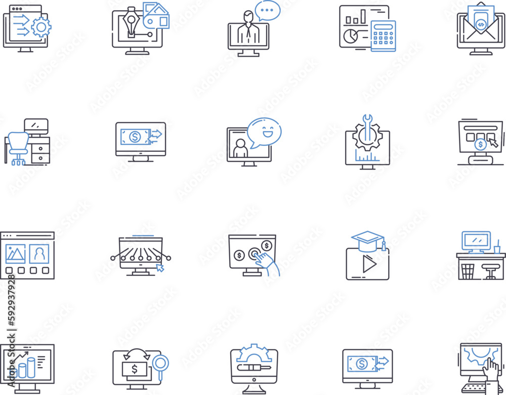 Computing outline icons collection. Computing, Technology, Hardware, Software, AI, Coding, Robotics vector and illustration concept set. Networks, Databases, Cloud linear signs Computing outline icons collection. Computing, Technology, Hardware, Software, AI, Coding, Robotics vector and illustration concept set. Networks, Databases, Cloud linear signs