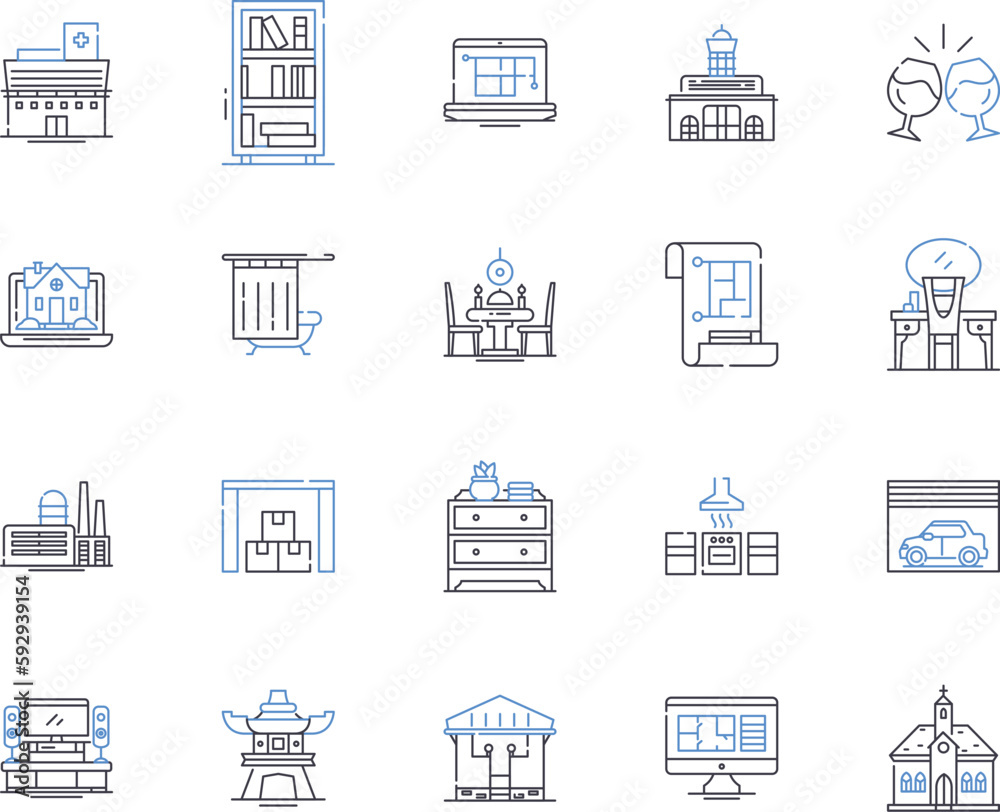 Remodeling and renovation outline icons collection. Remodelling, Renovation, Refurbishment, Reconstruction, Redesign, Restoration, Updating vector and illustration concept set. Modernizing Remodeling and renovation outline icons collection. Remodelling, Renovation, Refurbishment, Reconstruction, Redesign, Restoration, Updating vector and illustration concept set. Modernizing