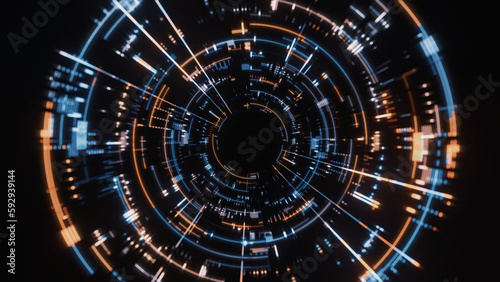 3D Rendering of abstract fast moving stripe lines with glowing  light flare. digital binary data. Concept of leading in business  Hi tech products  speed  machine learning  AI  science background