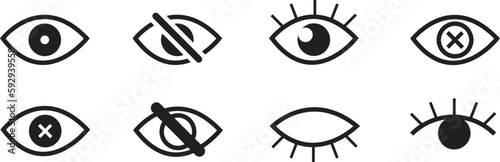 Vector set of eye symbols on white background