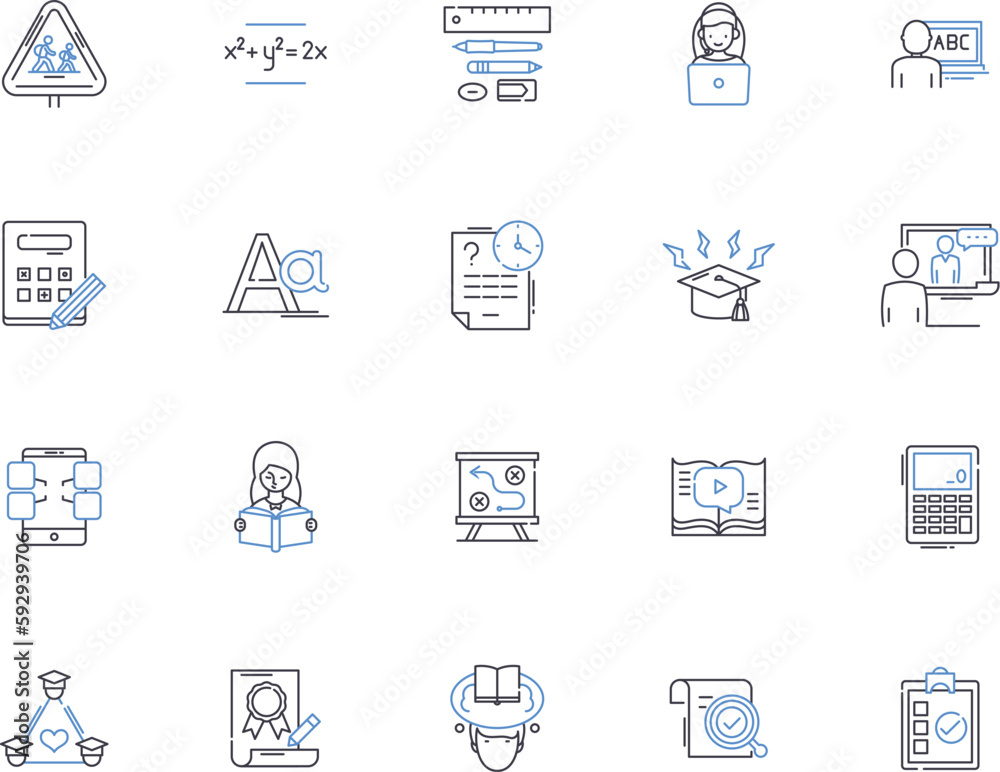 Knowledge outline icons collection. Education, Information, Understanding, Wisdom, Cognition, Insight, Learning vector and illustration concept set. Awareness, Perception, Comprehension linear signs Knowledge outline icons collection. Education, Information, Understanding, Wisdom, Cognition, Insight, Learning vector and illustration concept set. Awareness, Perception, Comprehension linear signs