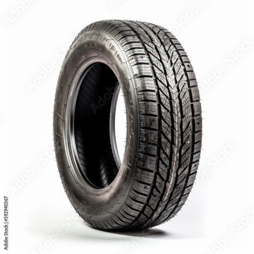 car tire isolated on white background. Generative AI Art Illustration