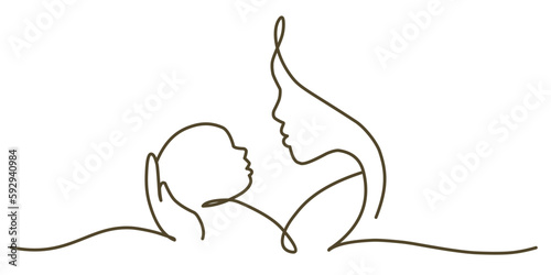 Mothers day line art style vector illustration