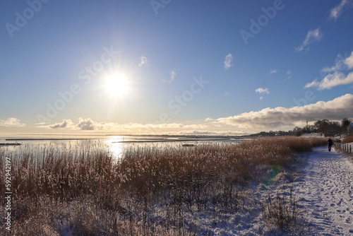 Snow Landscape on the island Sylt in Keitum  Germany