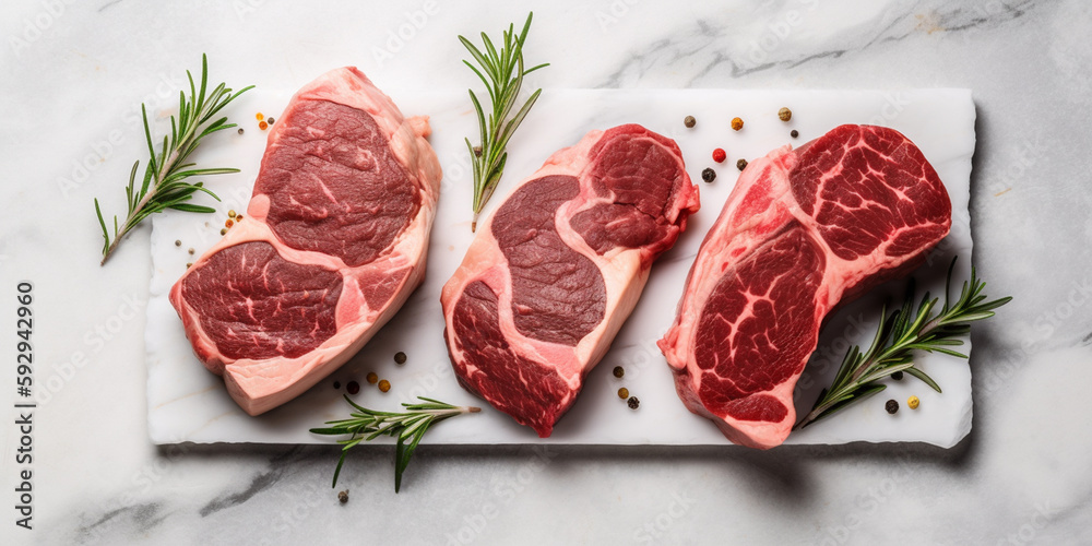 rohe frische Rinderfilets, generative Ai rohe frische Rinderfilets, generative Ai
