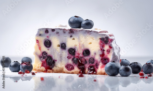 ein Stück Blaubeertorte, generative AI photo