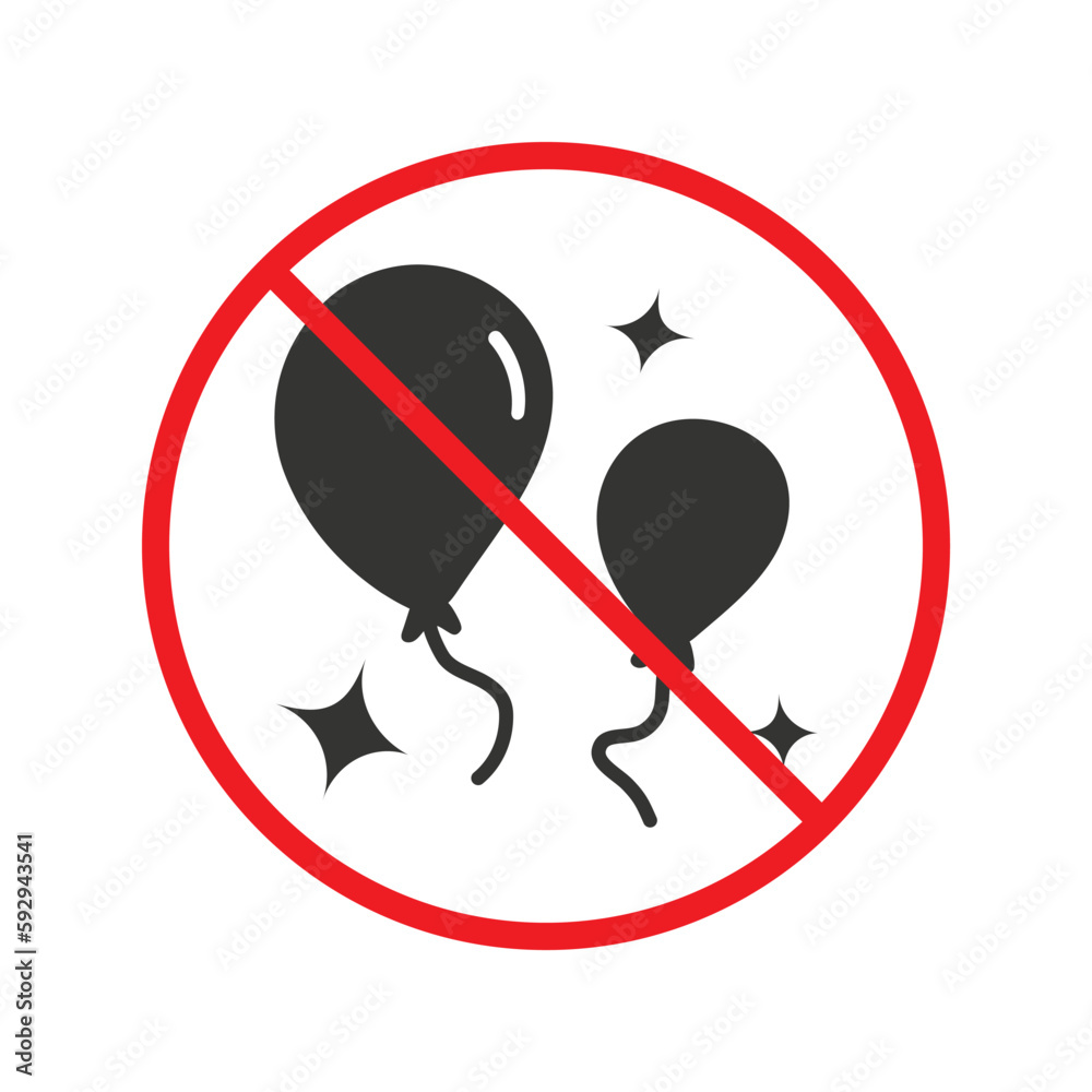 Warning Balloon Vetor de Prohibited balloon vector icon. No balloon icon. Forbidden ...