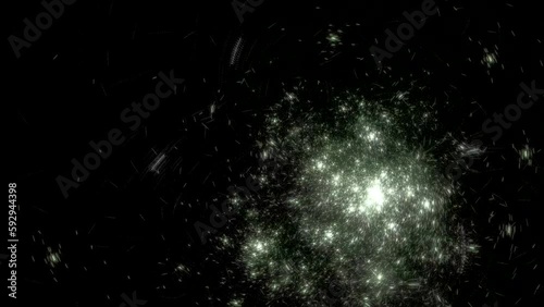White luminous swirling pattern of crooked waves and strokes on a black background. Abstract fractal video
