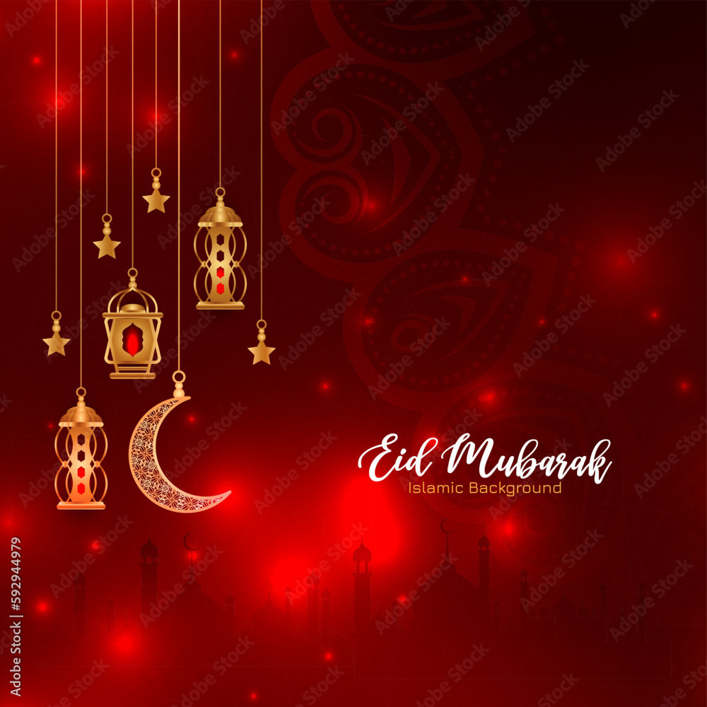Eid Mubarak muslim religious festival greeting card design