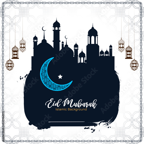 Eid Mubarak festival decorative greeting card design